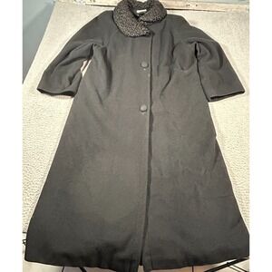 VTG Regency Cashmere Swing Coat Women 10 Black Curly Fur Two Button Bloomingdale